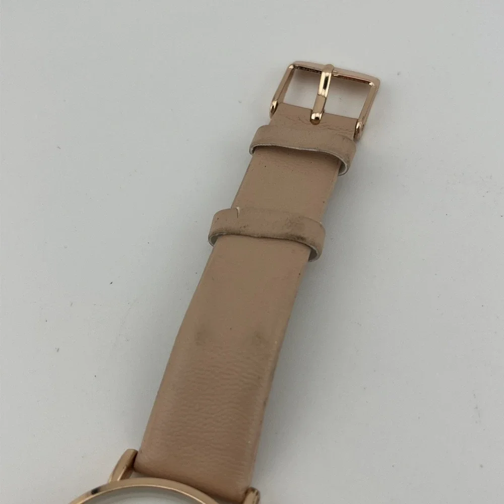 A New Day Watch Women 37mm Rose Gold‎ Case Pink Faux Leather Band- New Battery